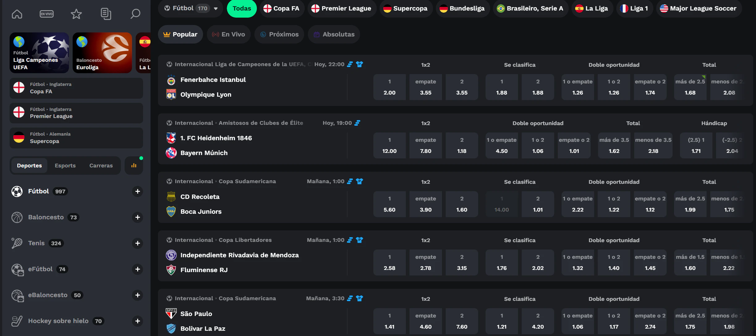 Apuestas deportivas y eSports en BetOnRed Casino