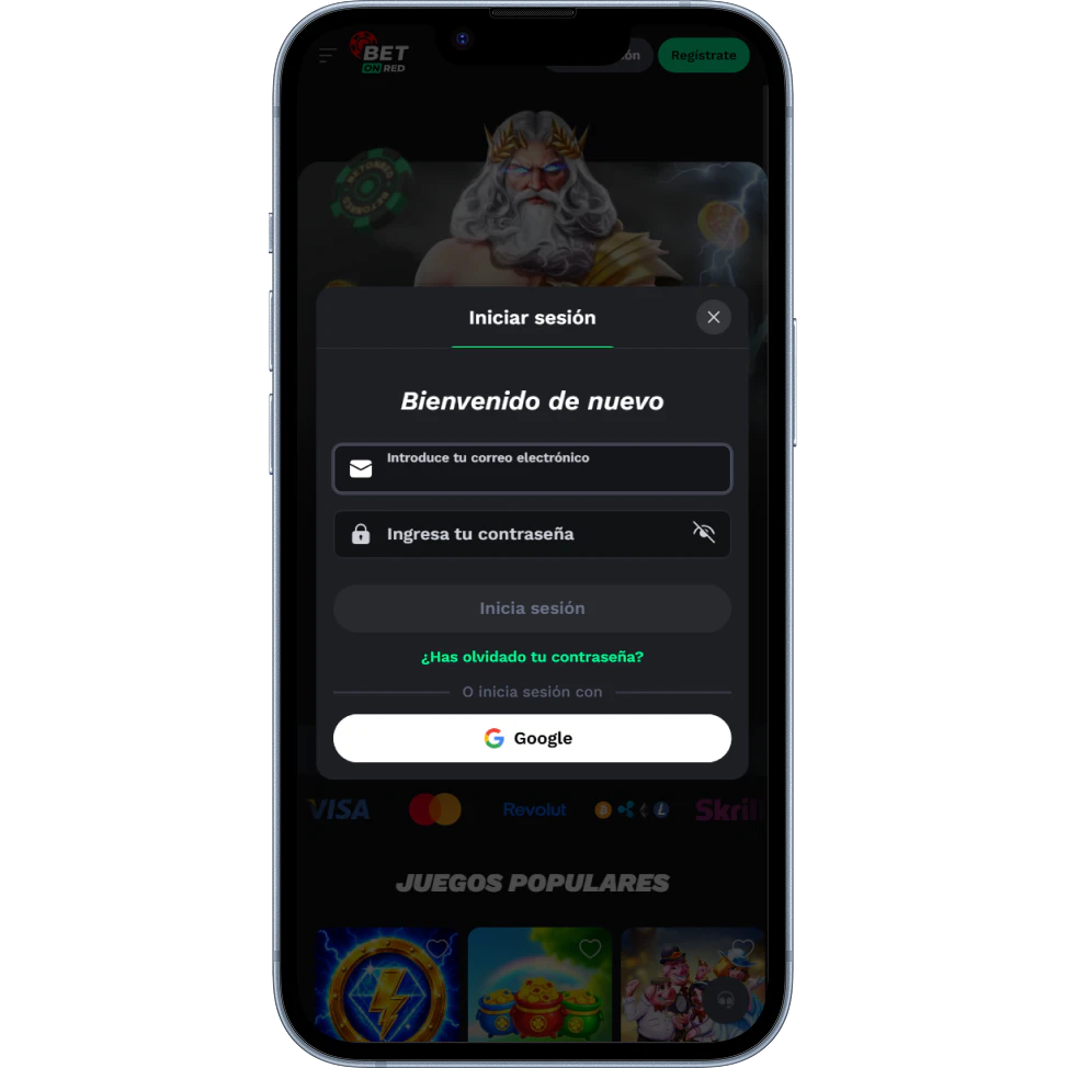 Registro e inicio de sesión en BetOnRed Casino