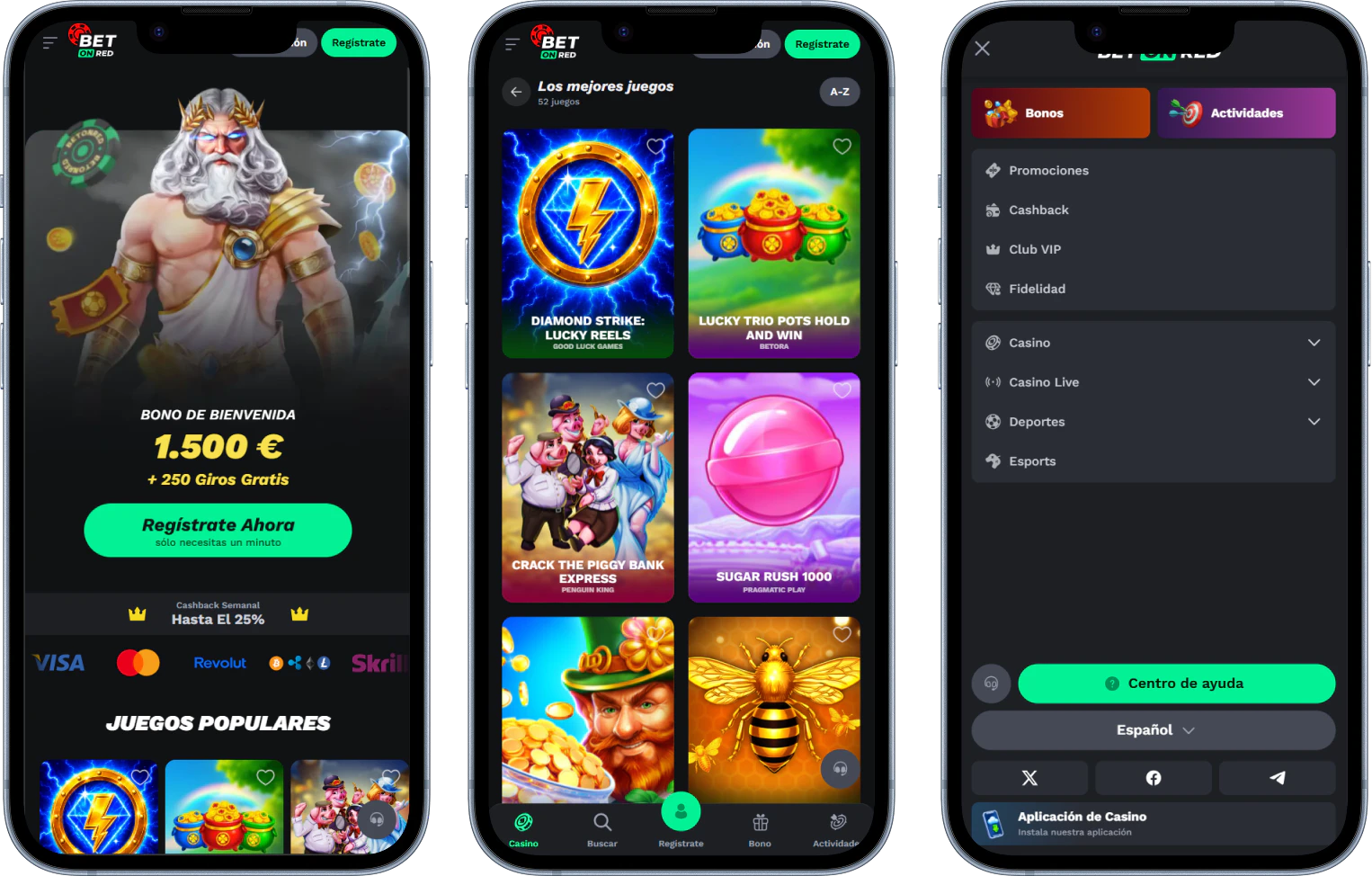 Versión móvil de BetOnRed Casino